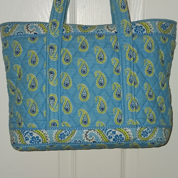 Vera Bradley Bermuda Blue Aqua Paisley Quilted Tote - Picture 3 of 11